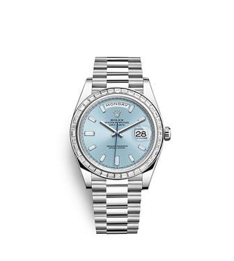 ロレックス デイデイト 40:オイスター、40 mm、プラチナ、ダイヤモンド