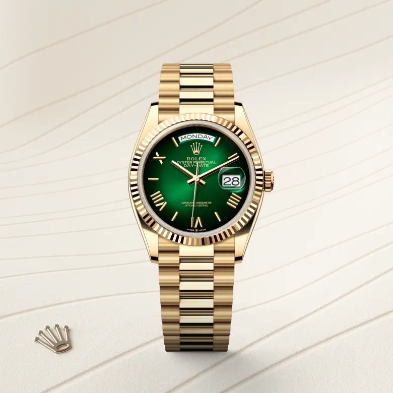 ロレックス デイデイト 36 オイスター、36 mm、イエローゴールド