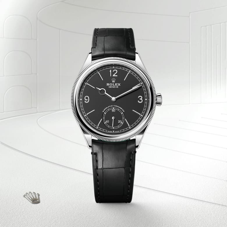 ロレックス 1908 39 mm、18 ct ホワイトゴールド、ポリッシュ仕上げ