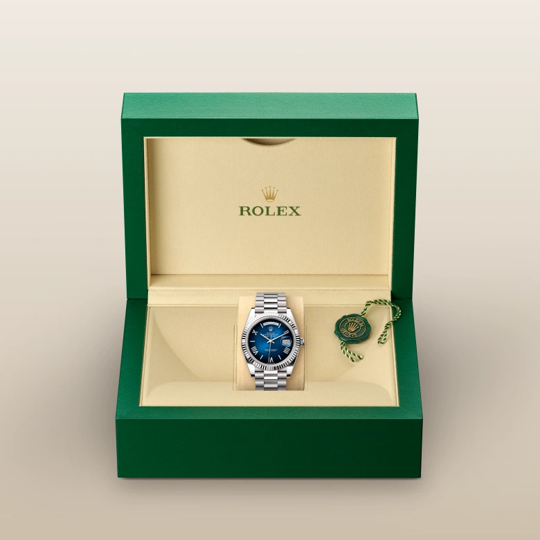 アルベール・ルブール、海外版超希少レゾネ、新品額付 ロレックス デイデイト 40 ウォッチ：18 ct ホワイトゴールド