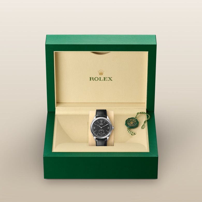 ロレックス 1908 39 mm、18 ct ホワイトゴールド、ポリッシュ仕上げ