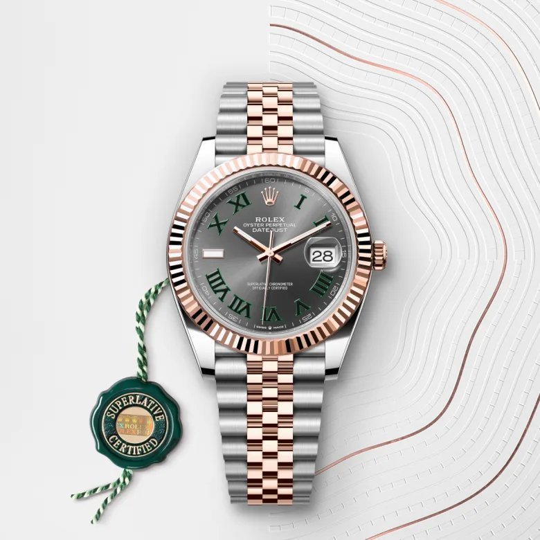 ロレックス デイトジャスト 41 オイスター、41 mm、オイスタースチール＆エバーローズゴールド