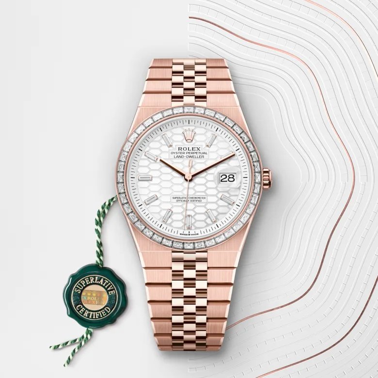 ロレックス ランドドゥエラー 40 オイスター、40 mm、エバーローズゴールド、ダイヤモンド