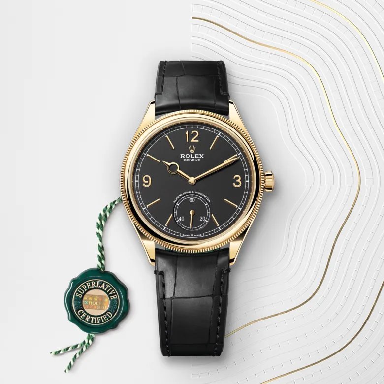 ロレックス 1908 39 mm、18 ct イエローゴールド、ポリッシュ仕上げ