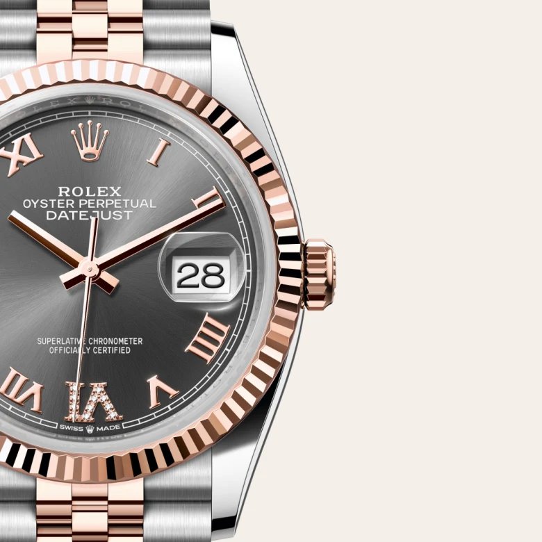 ロレックス デイトジャスト 36 オイスター、36 mm、オイスタースチール&エバーローズゴールド