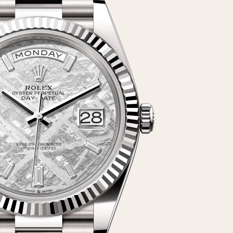 ロレックス デイデイト 40 オイスター、40 mm、ホワイトゴールド