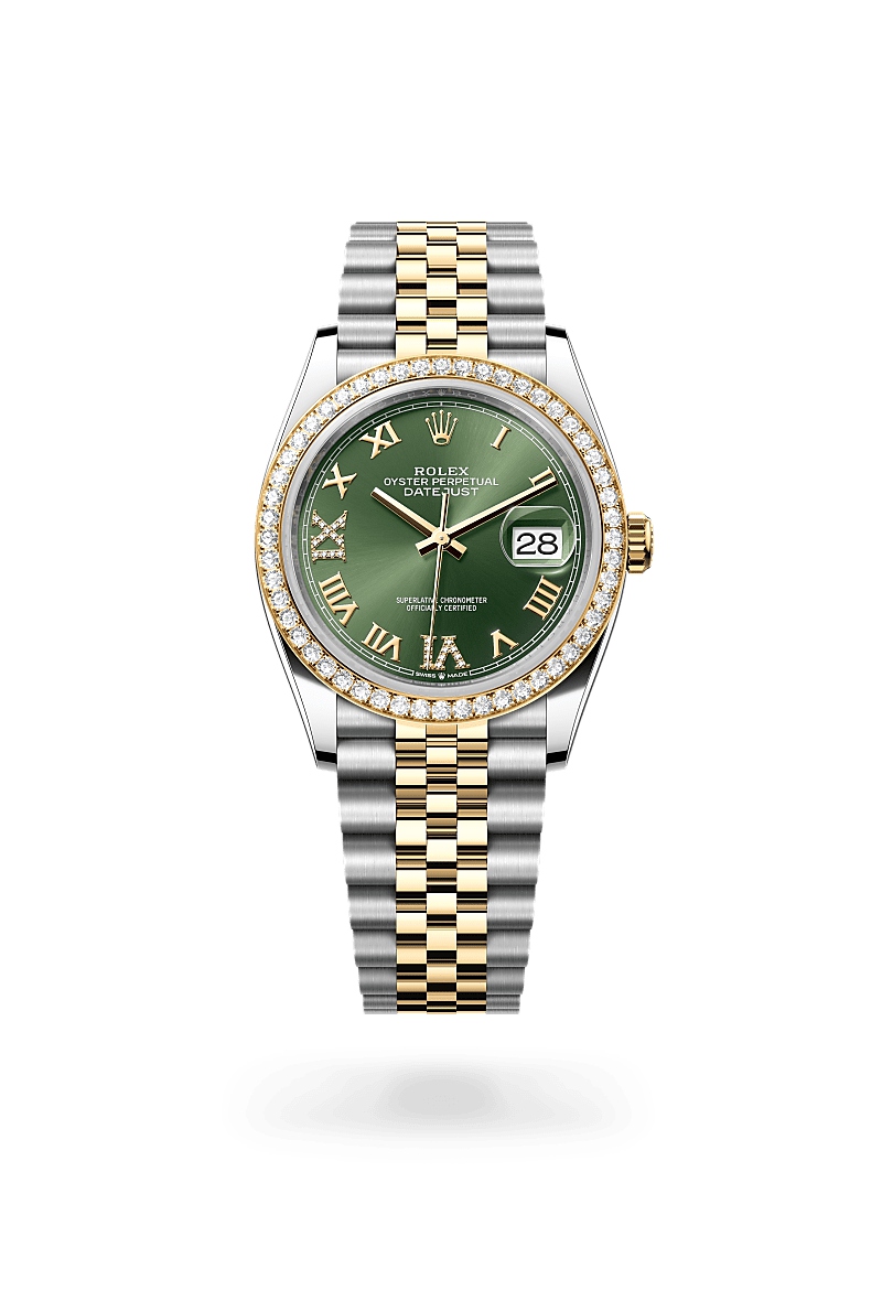 ロレックス デイトジャスト 36 オイスター、36 mm、オイスタースチール＆イエローゴールド、ダイヤモンド