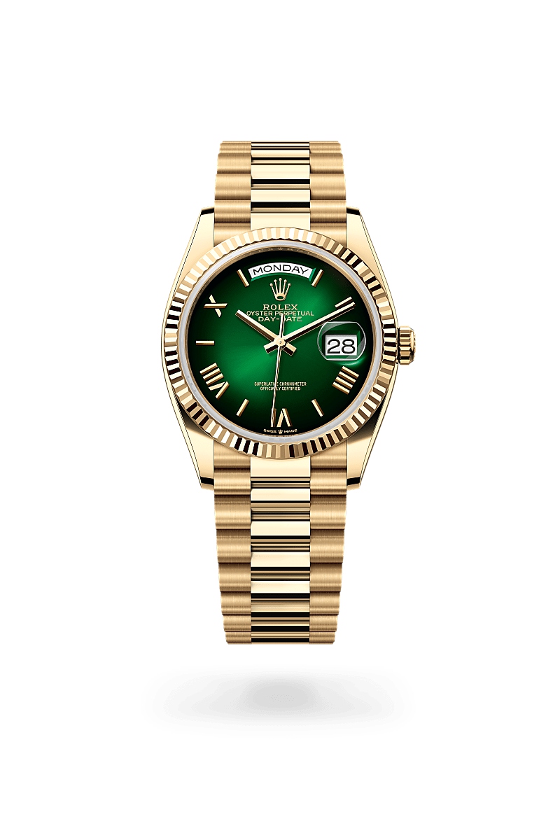 ロレックス デイデイト 36 オイスター、36 mm、イエローゴールド