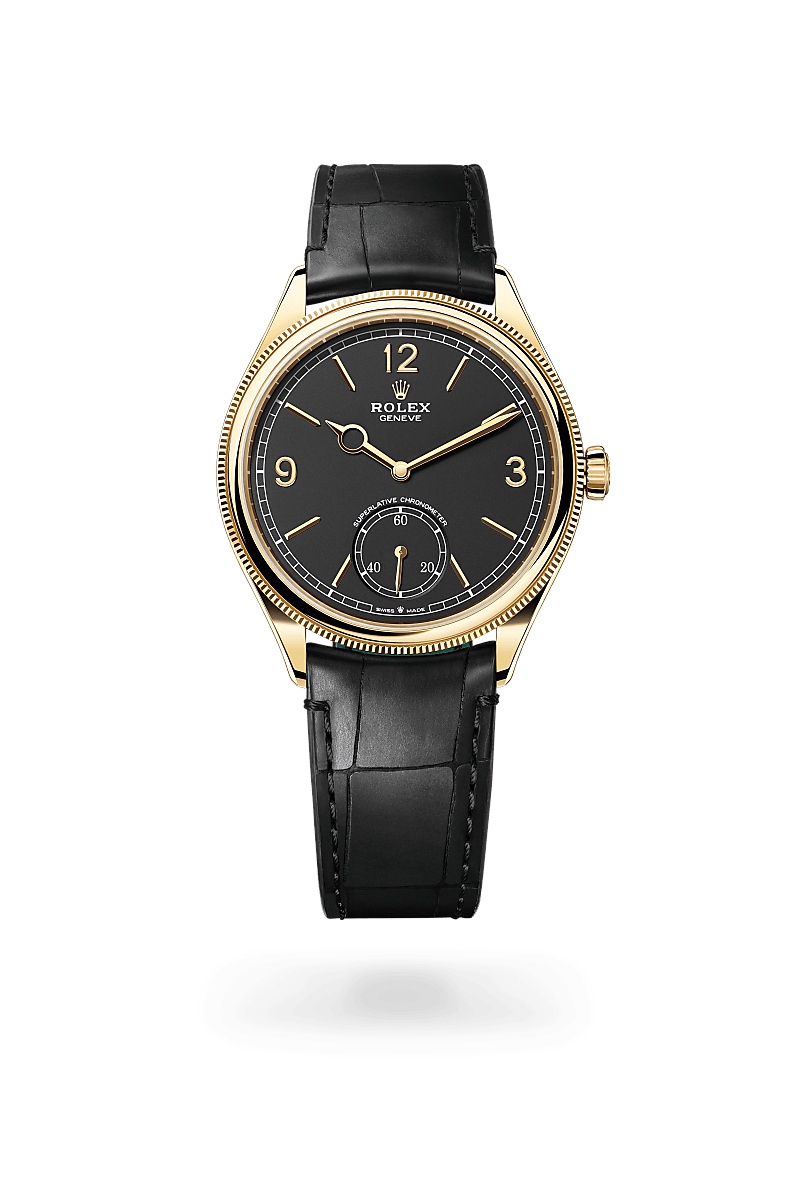 ロレックス 1908 39 mm、18 ct イエローゴールド、ポリッシュ仕上げ