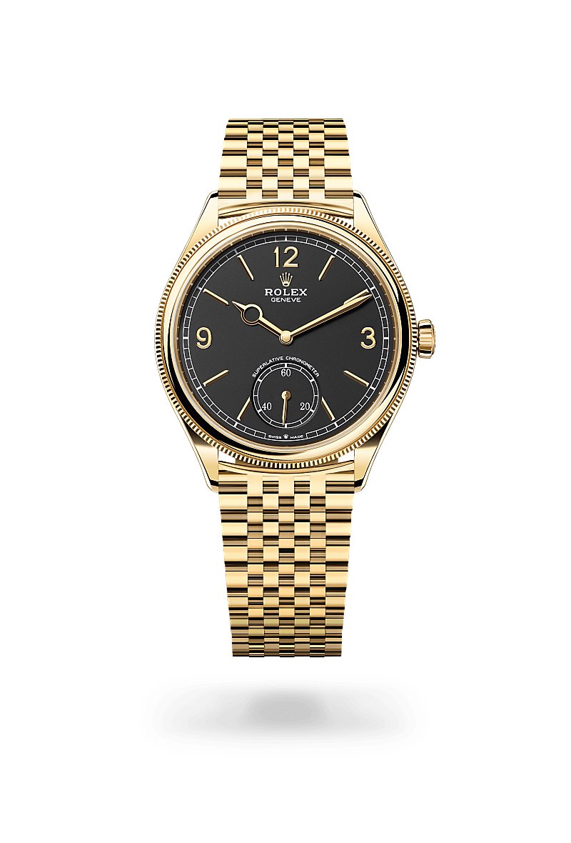 ロレックス 1908 39 mm、18 ct イエローゴールド、ポリッシュ仕上げ