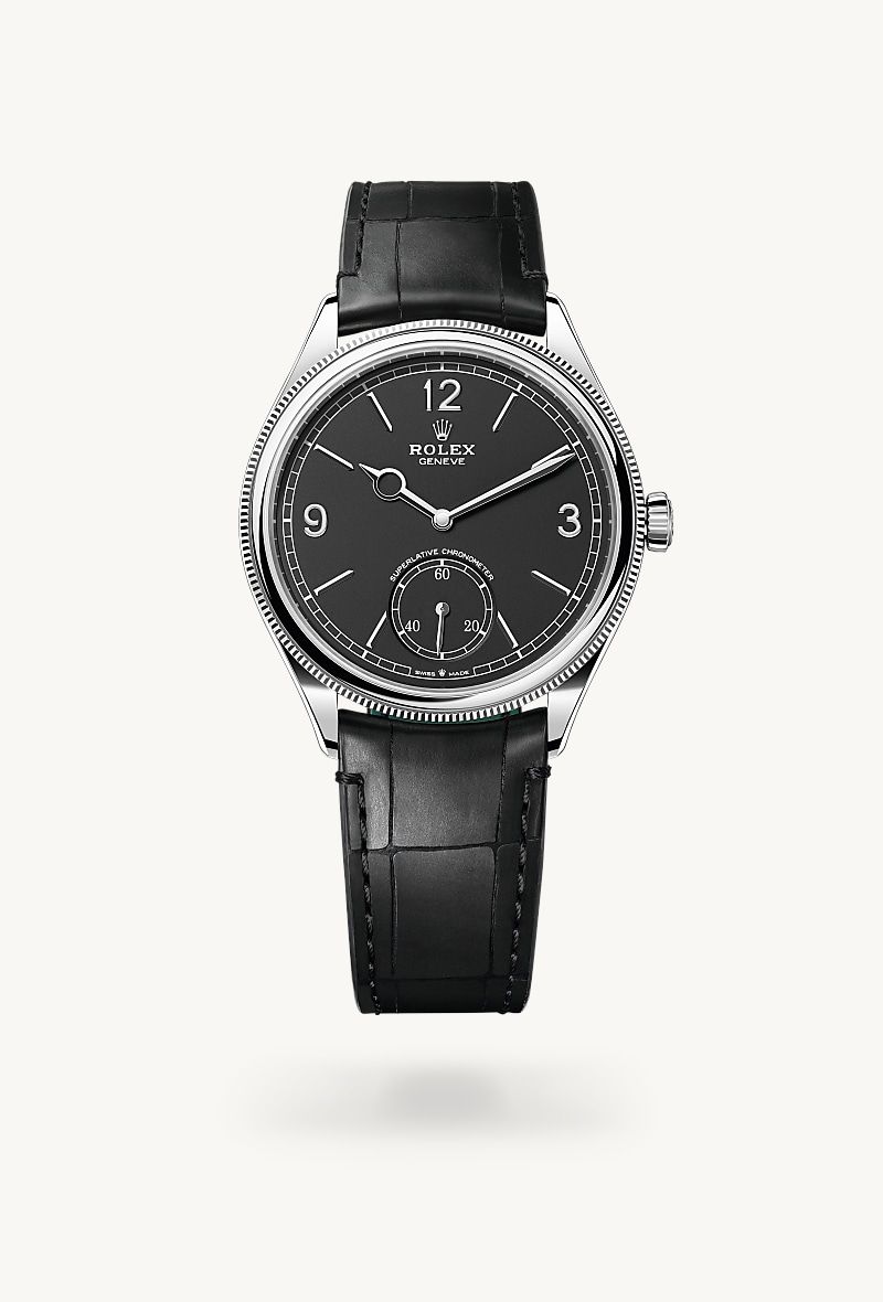 ロレックス 1908 39 mm、18 ct ホワイトゴールド、ポリッシュ仕上げ