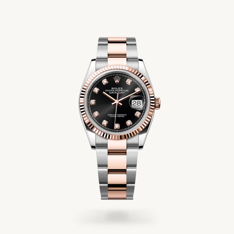 デイトジャスト 36:オイスター、36 mm、オイスタースチール＆エバーローズゴールド