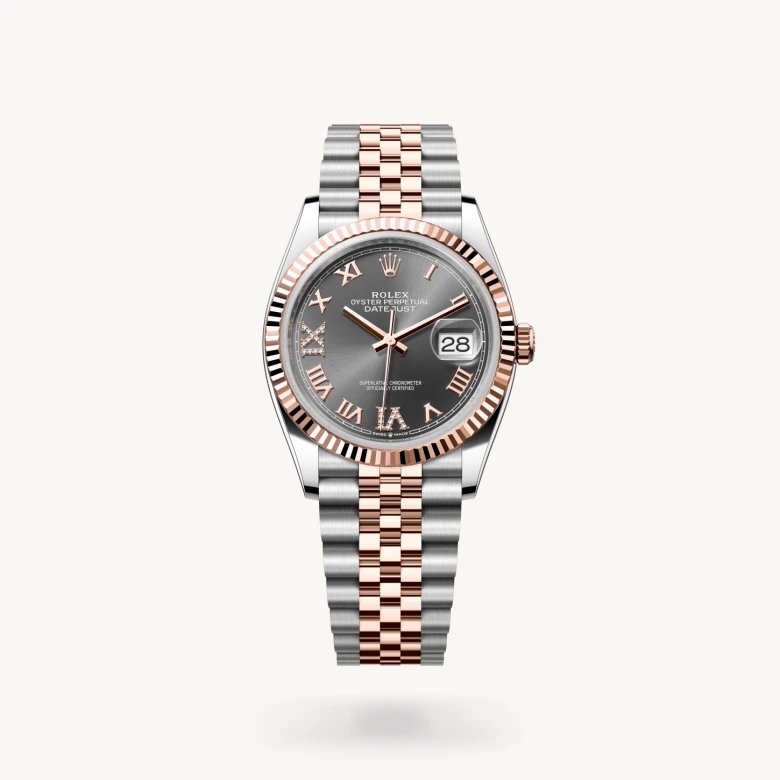 デイトジャスト 36:オイスター、36 mm、オイスタースチール＆エバーローズゴールド