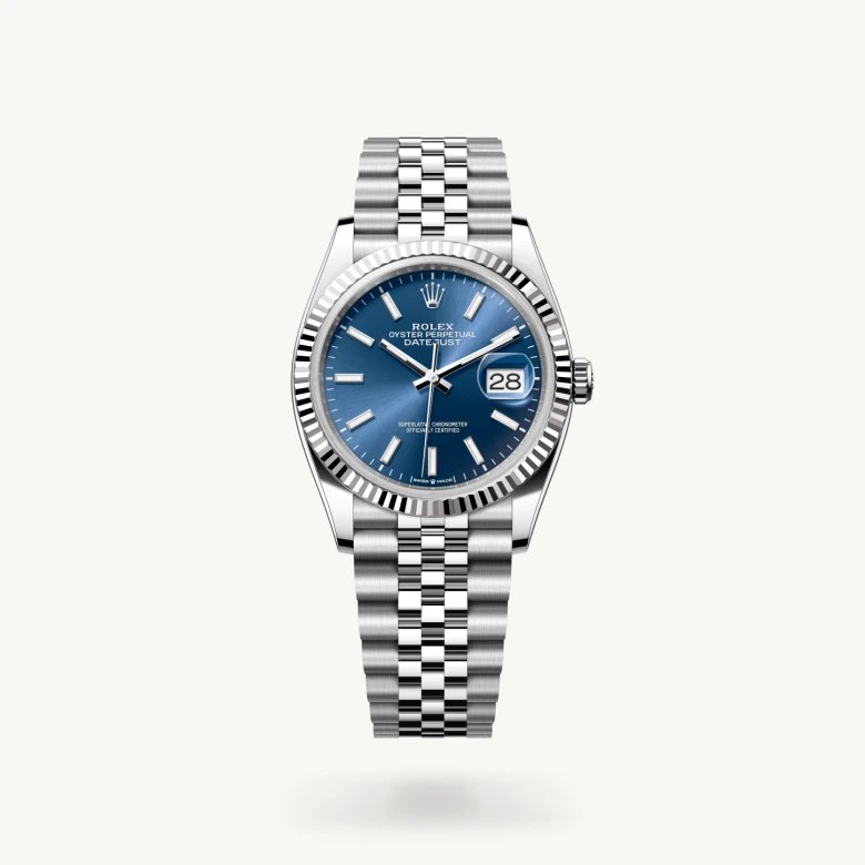 デイトジャスト 36:オイスター、36 mm、オイスタースチール＆ホワイトゴールド