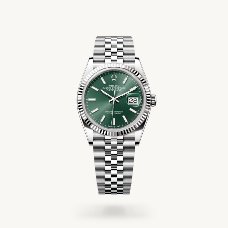 デイトジャスト 36:オイスター、36 mm、オイスタースチール＆ホワイトゴールド
