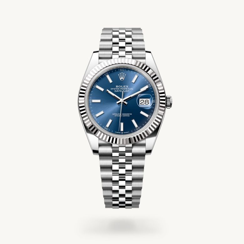 デイトジャスト 41:オイスター、41 mm、オイスタースチール＆ホワイトゴールド