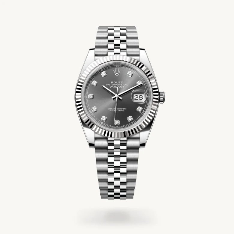 デイトジャスト 41:オイスター、41 mm、オイスタースチール＆ホワイトゴールド