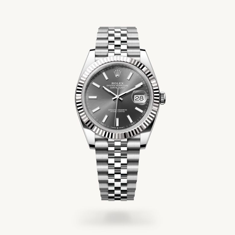デイトジャスト 41:オイスター、41 mm、オイスタースチール＆ホワイトゴールド
