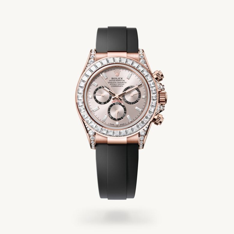 コスモグラフ デイトナ:オイスター、40 mm、エバーローズゴールド、ダイヤモンド
