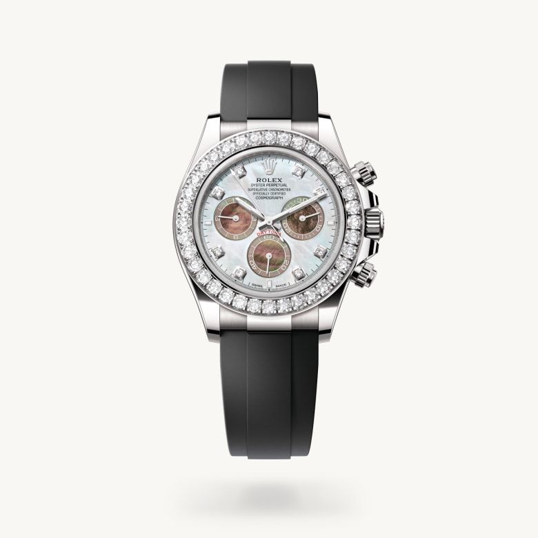コスモグラフ デイトナ:オイスター、40 mm、ホワイトゴールド、ダイヤモンド
