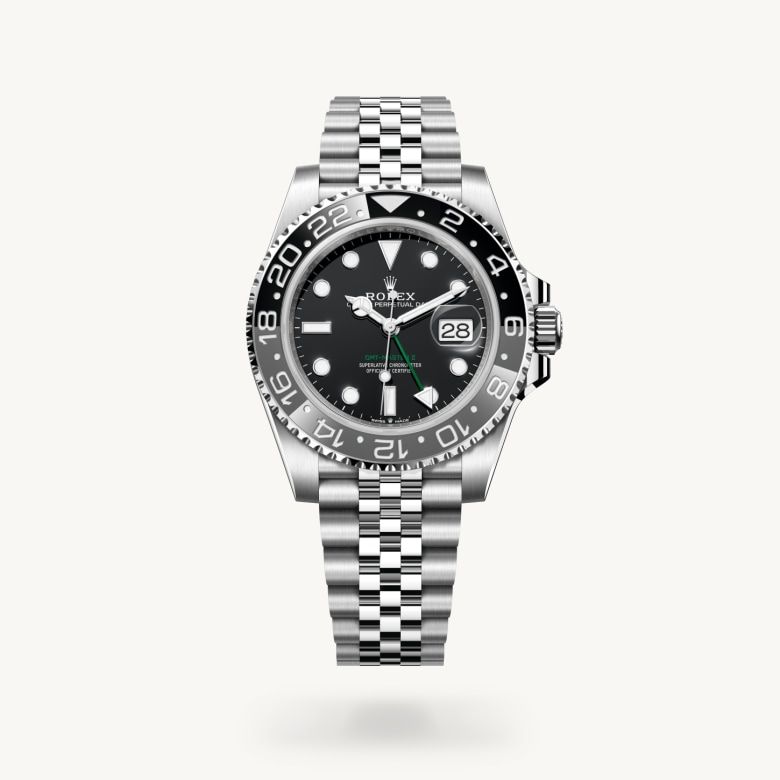 GMTマスター Ⅱ:オイスター、40 mm、オイスタースチール