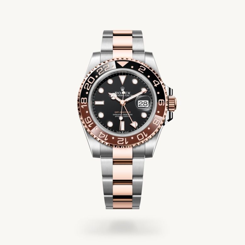 GMTマスター Ⅱ:オイスター、40 mm、オイスタースチール＆エバーローズゴールド