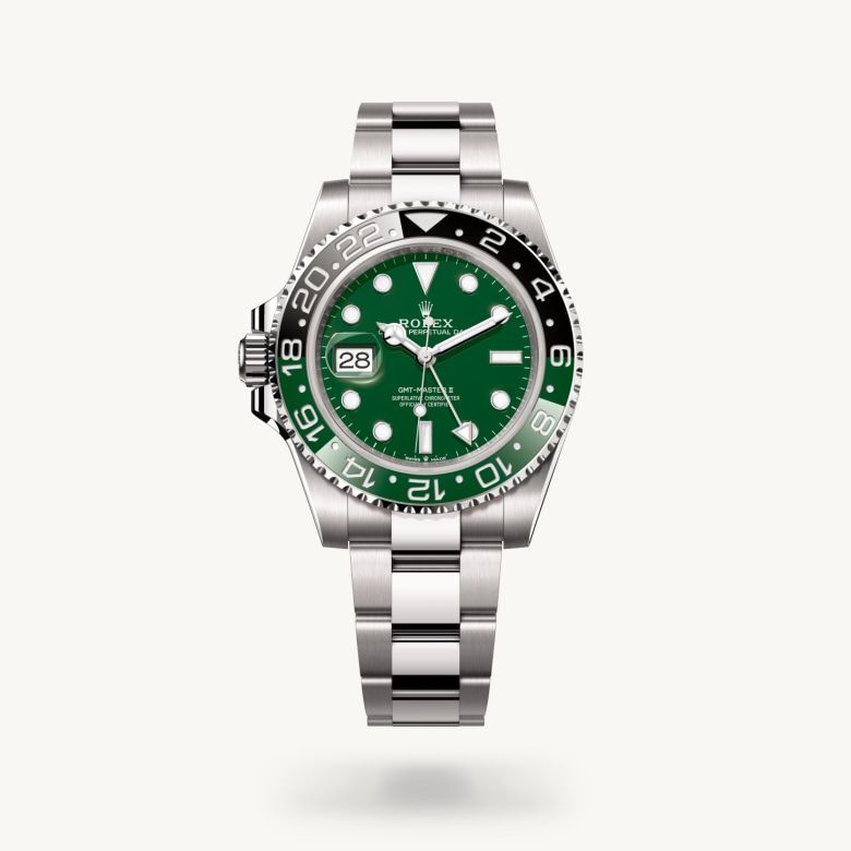 GMTマスター Ⅱ:オイスター、40 mm、ホワイトゴールド