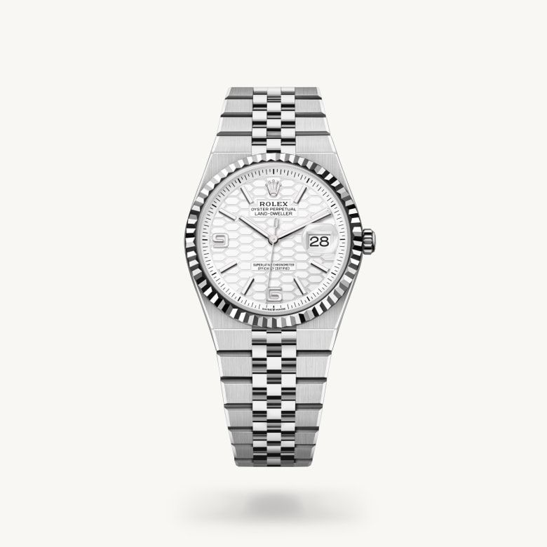 ランドドゥエラー 36:オイスター、36 mm、オイスタースチール＆ホワイトゴールド