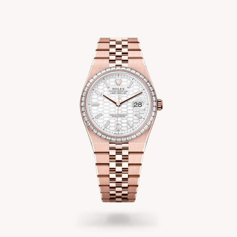 ランドドゥエラー 36:オイスター、36 mm、エバーローズゴールド、ダイヤモンド