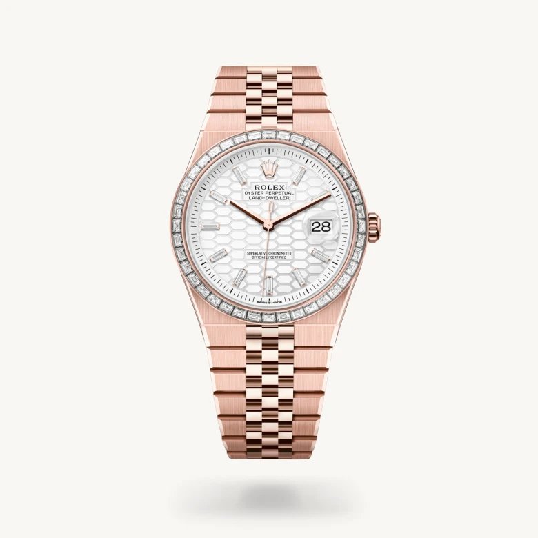 ランドドゥエラー 40:オイスター、40 mm、エバーローズゴールド、ダイヤモンド