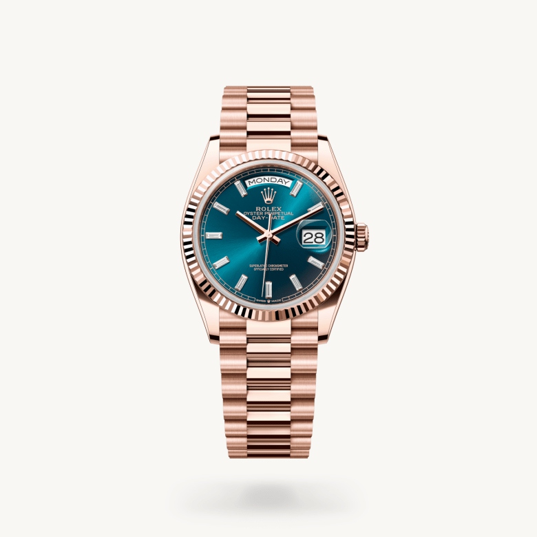 デイデイト 36:オイスター、36 mm、エバーローズゴールド