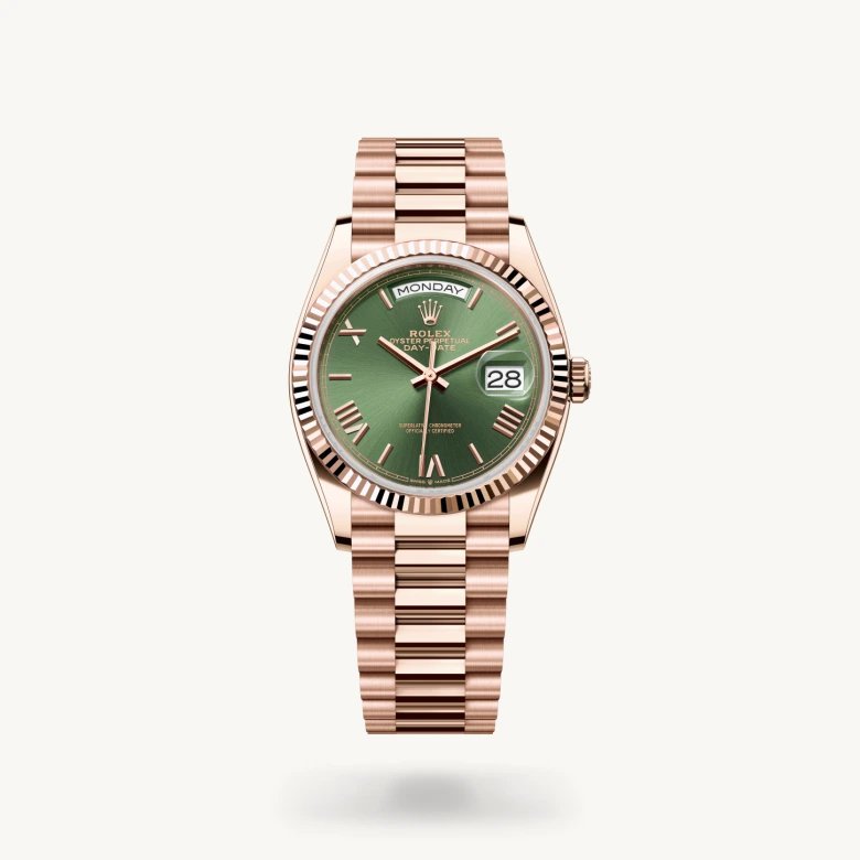 デイデイト 36:オイスター、36 mm、エバーローズゴールド