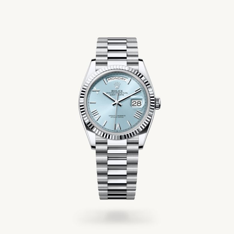 デイデイト 36:オイスター、36 mm、プラチナ
