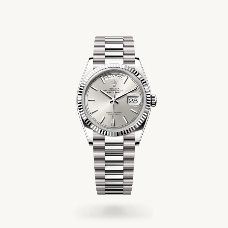 ロレックス デイデイト 36 18 ct ホワイトゴールド、M128239-0005