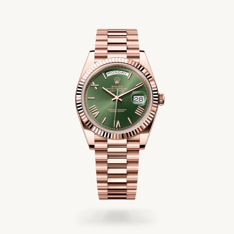 デイデイト 40:オイスター、40 mm、エバーローズゴールド