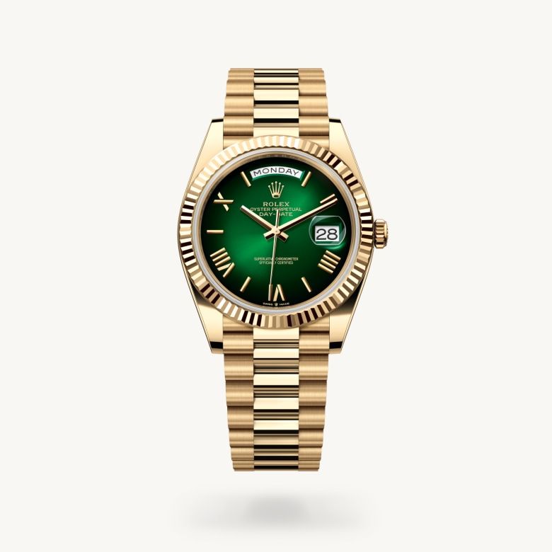 デイデイト 40:オイスター、40 mm、イエローゴールド