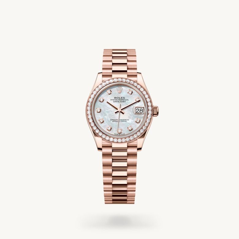 デイトジャスト 31:オイスター、31 mm、エバーローズゴールド、ダイヤモンド