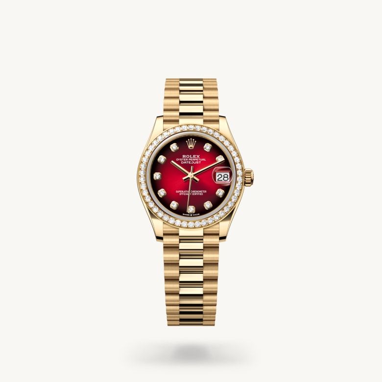デイトジャスト 31:オイスター、31 mm、イエローゴールド、ダイヤモンド