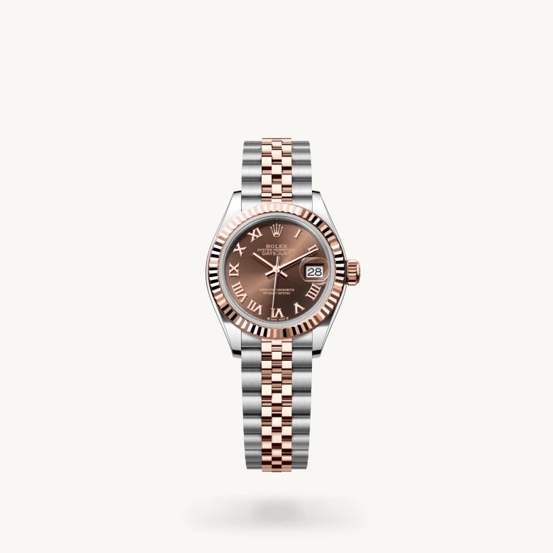 レディ デイトジャスト:オイスター、28 mm、オイスタースチール＆エバーローズゴールド