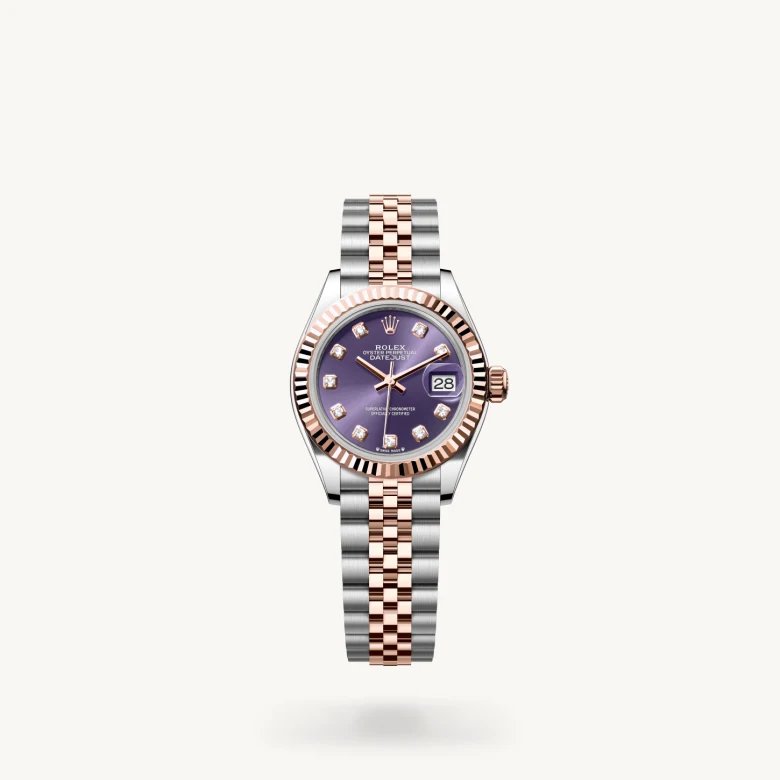 レディ デイトジャスト:オイスター、28 mm、オイスタースチール＆エバーローズゴールド