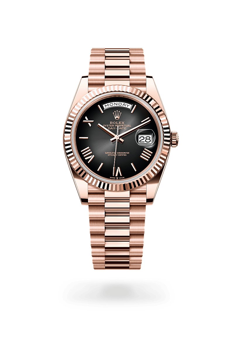 セールROLEXボルドー デイデイトケース 付属品完備 ロレックス デイデイト 40 18 ct エバーローズゴールド、M228235-0055